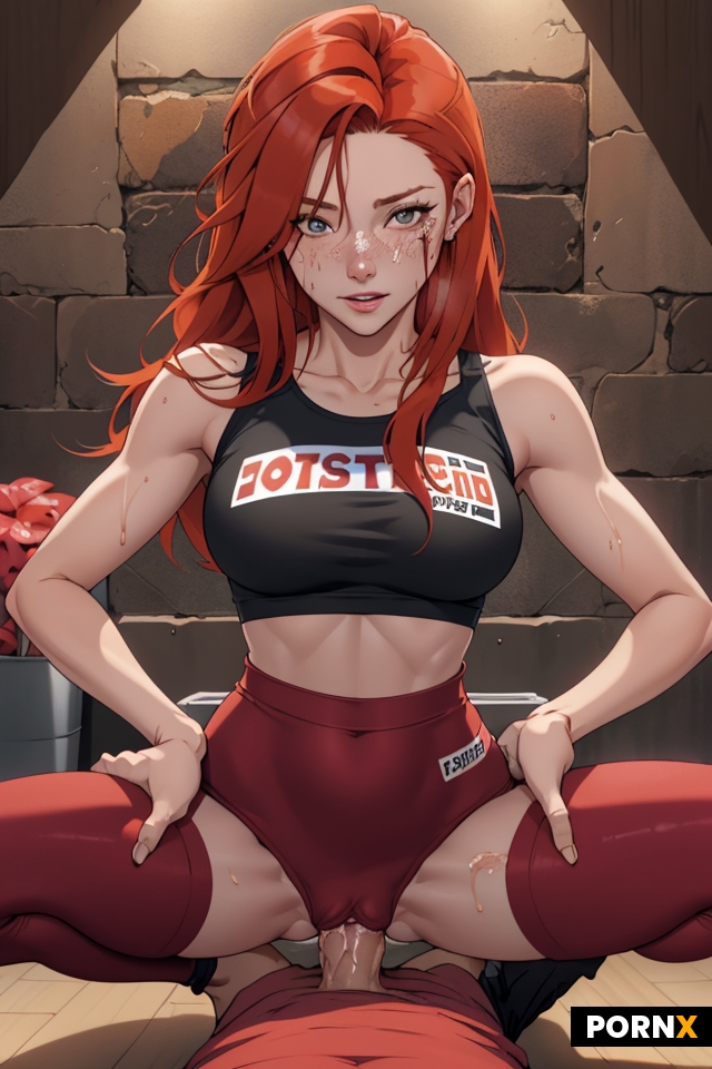 Redhead messy straight hair