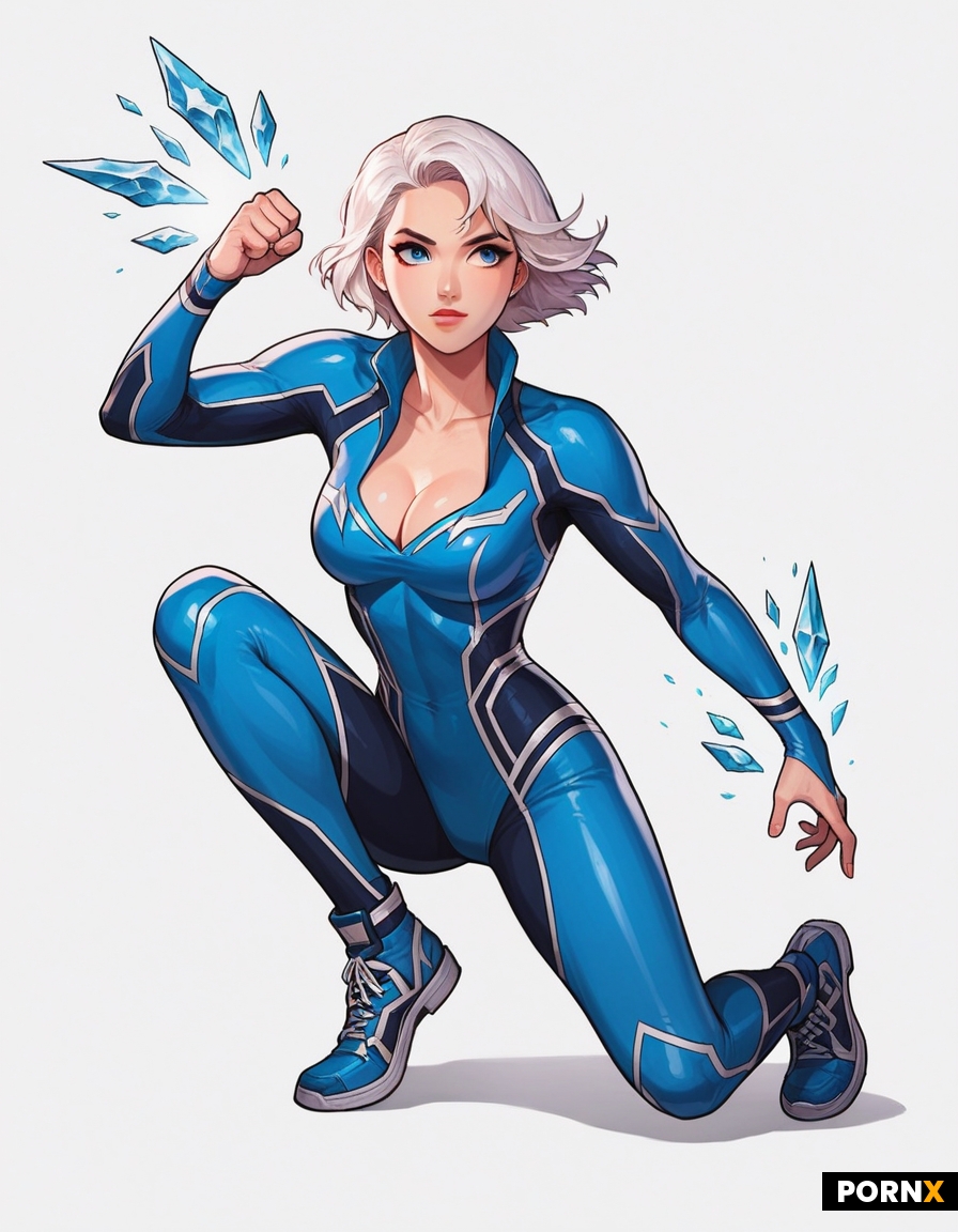 a female superhero with ice powers
