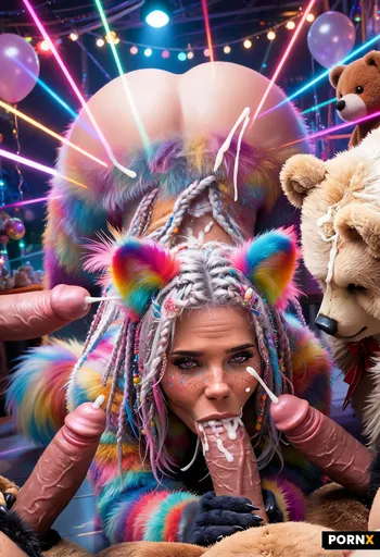 Rave scene with party lights and lasers