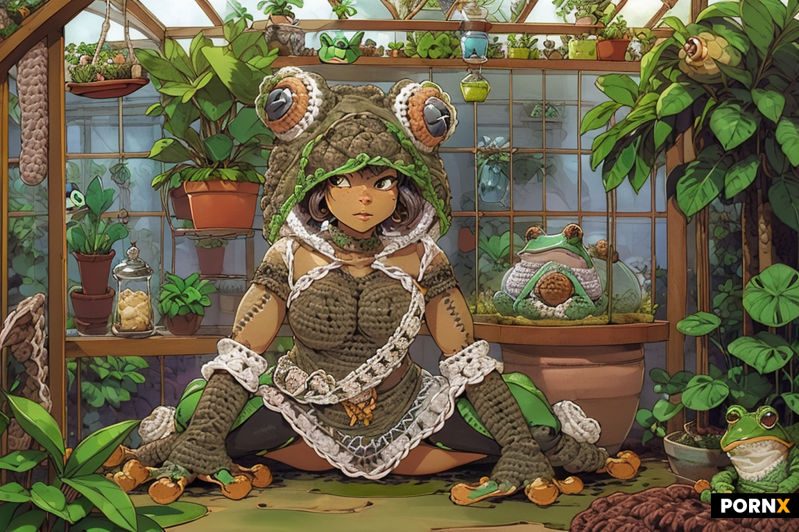 crochet style frog costume