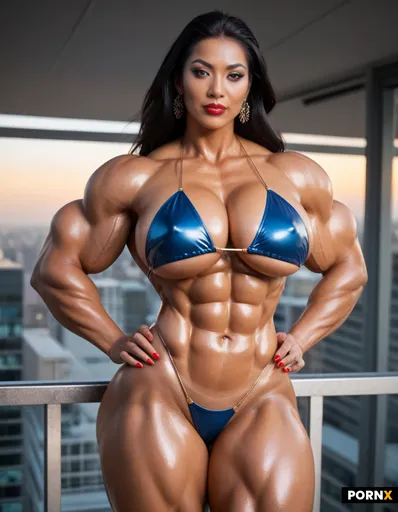 Photorealistic photograph of a professional female bodybuilder