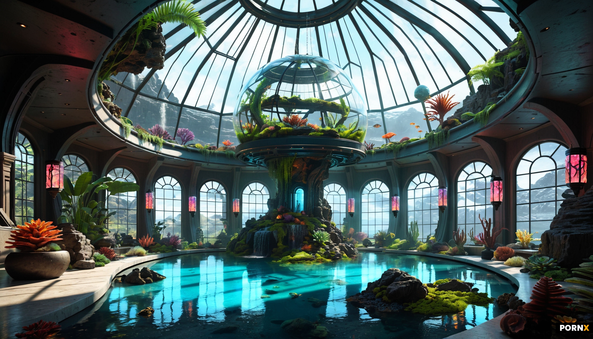 A futuristic spacestation's interior