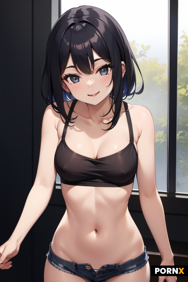 wearing a tight cutoff top and no underwear