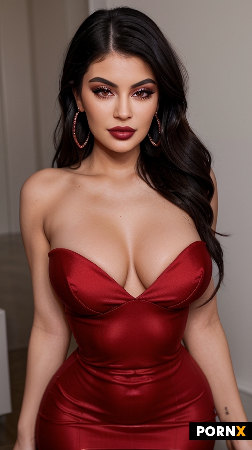 kyliejenner is looking at camera seductively while she leans forward