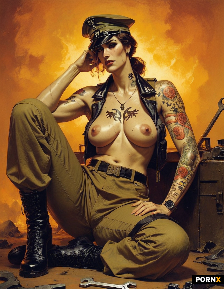 Fit female cosplayer in an astra militarism costume