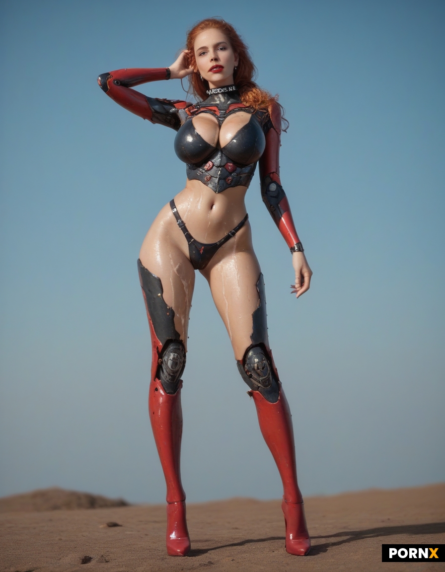 dynamic overexaggerated scifi futuristic provocative seductive intimidating busty anime robot cyborg