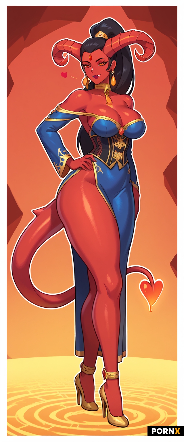 Red skinned demon woman