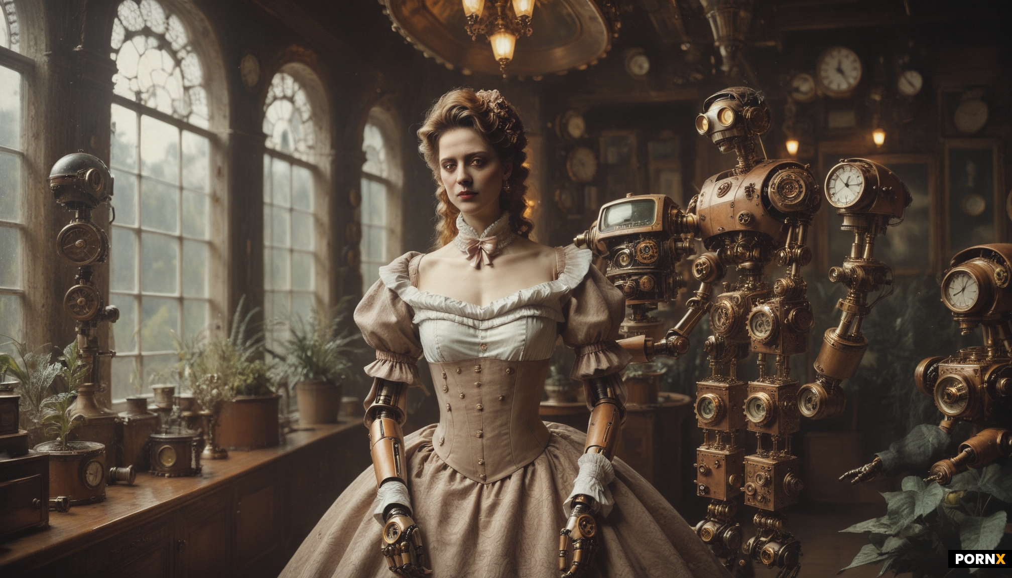 Victorian style steampunk robot