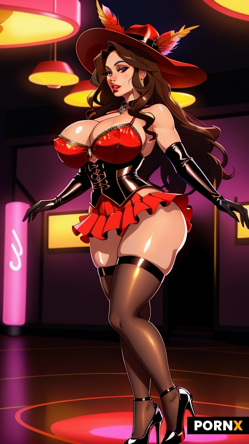 A gorgeous Woman dressed as a cabaret dancer