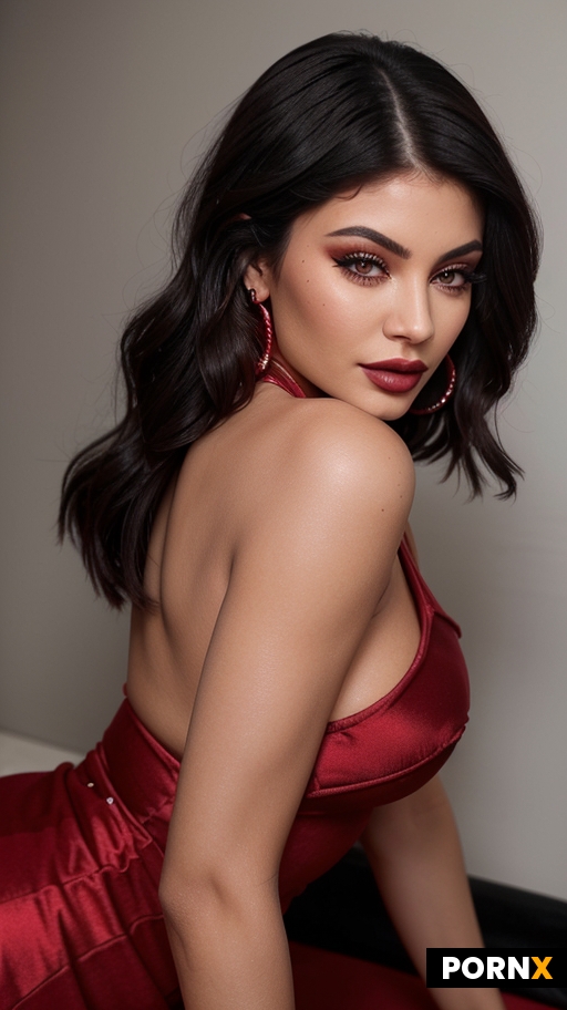 kyliejenner is looking at camera seductively while she leans forward