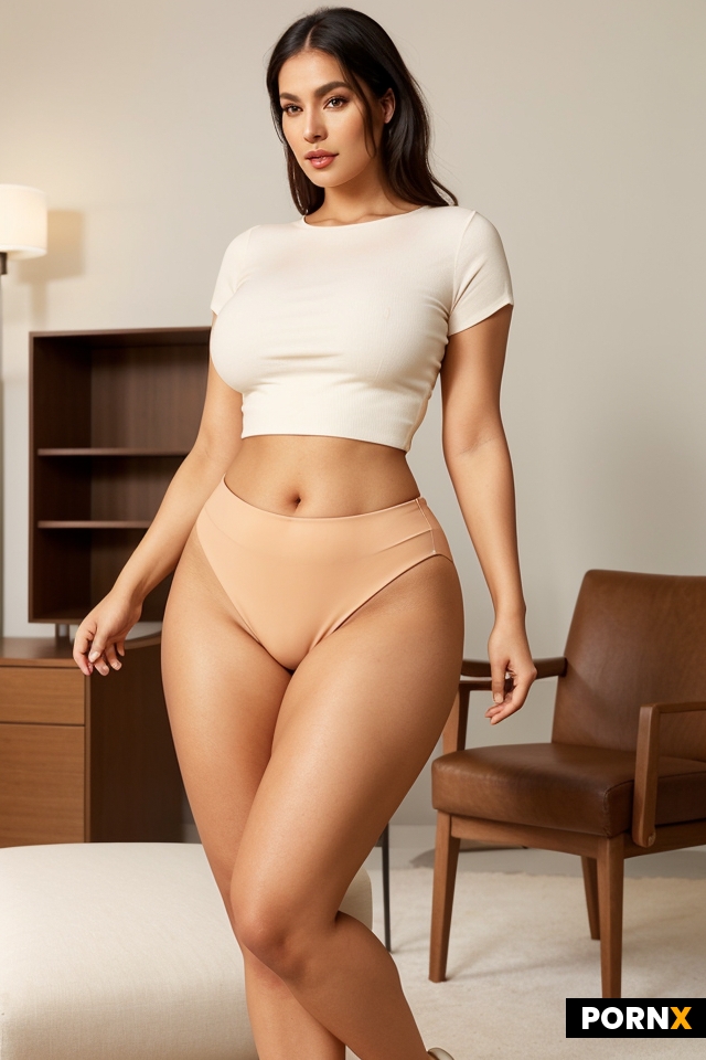 "A mature woman stands confidence with stance legs