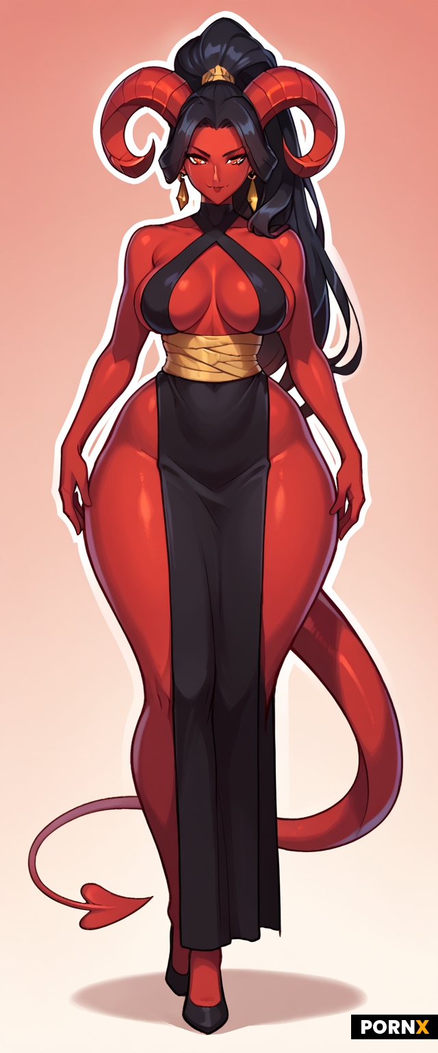 Red skinned demon woman