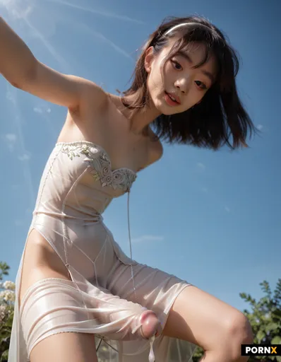 beautiful skinny asian trans woman named asuka with long curved flaccid dick