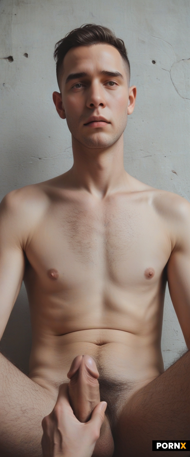 gay man lets his hard penis to be touched by other male