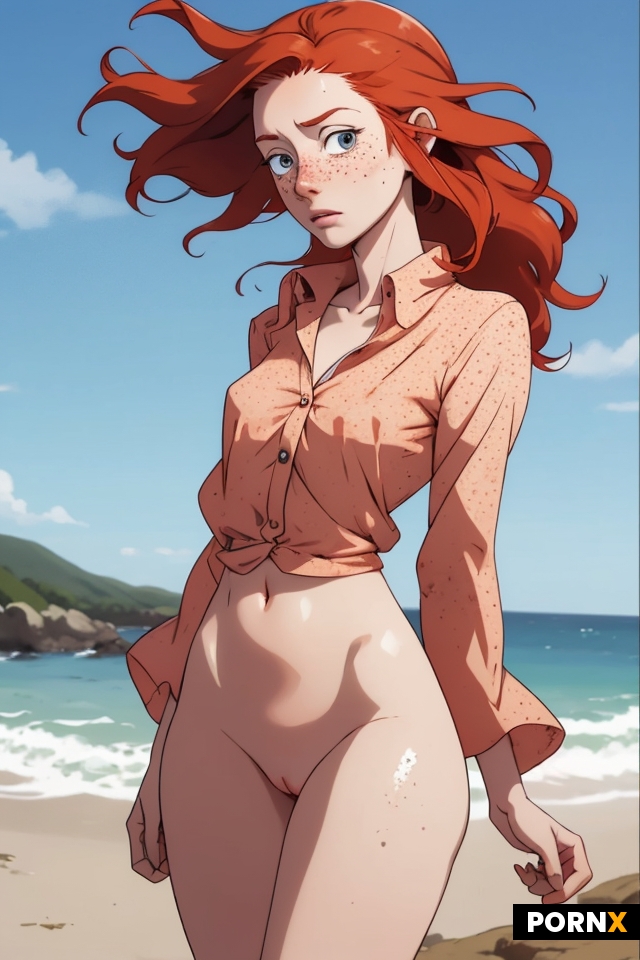 Lanky redhaired woman with freckles