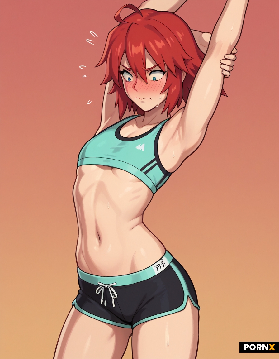 skinny woman with medium red hair