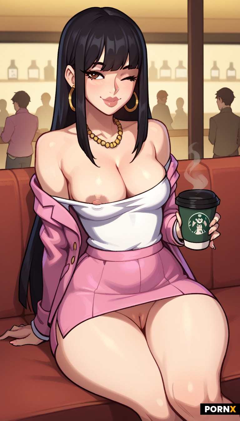 sitting on couch in coffee shop