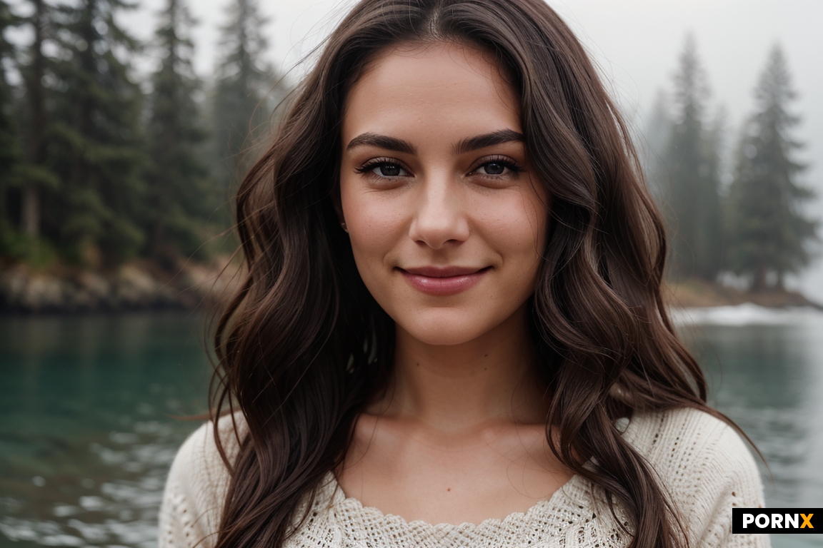 Extreme close-up of a stunningly beautiful American woman with a "Pacific Northwest" aesthetic
