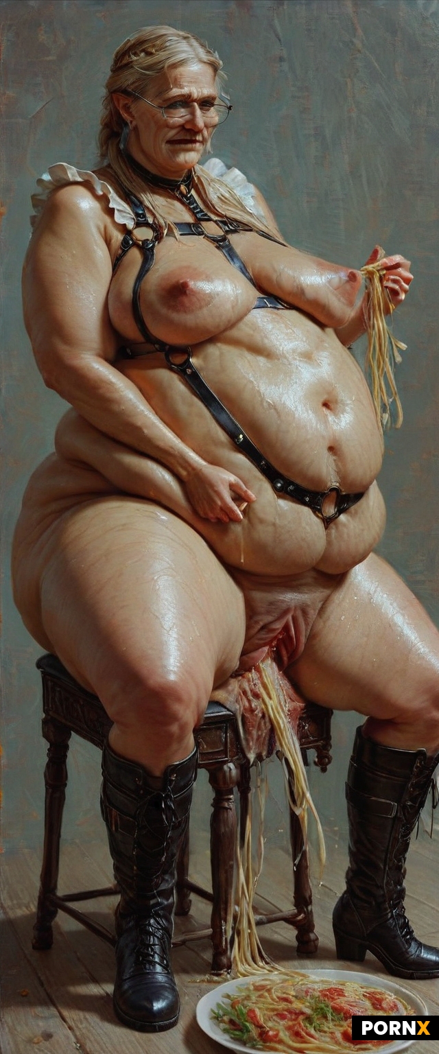 Old obese blonde scandinavian woman