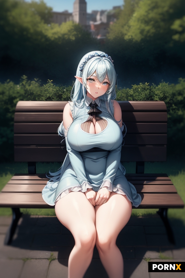 Busty woman with thick thighs and colossal breasts