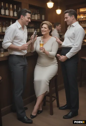 There are 5 black men and 1 Beautiful white trans milf 1