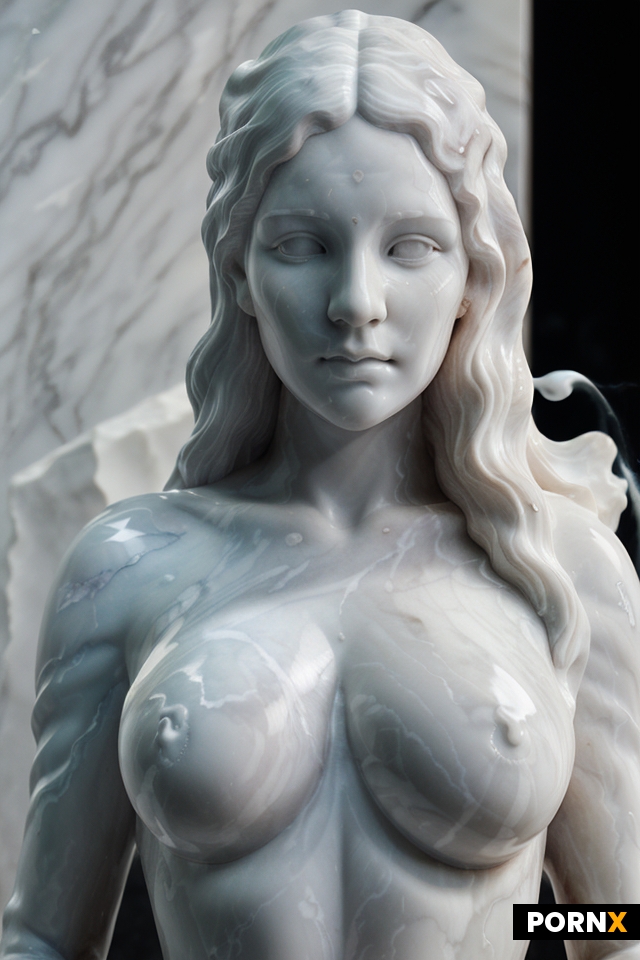 Ultra-realistic white marble statue