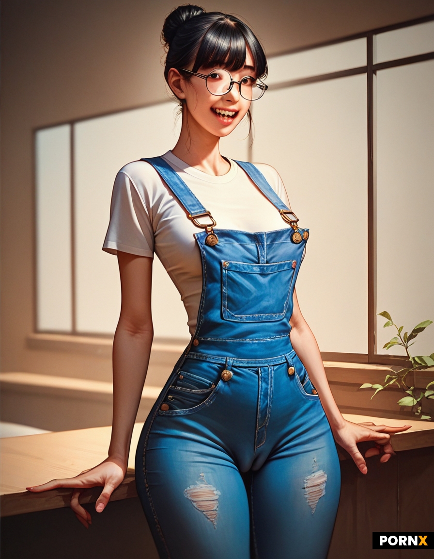 Extremely nerdy tan asian korean dork female