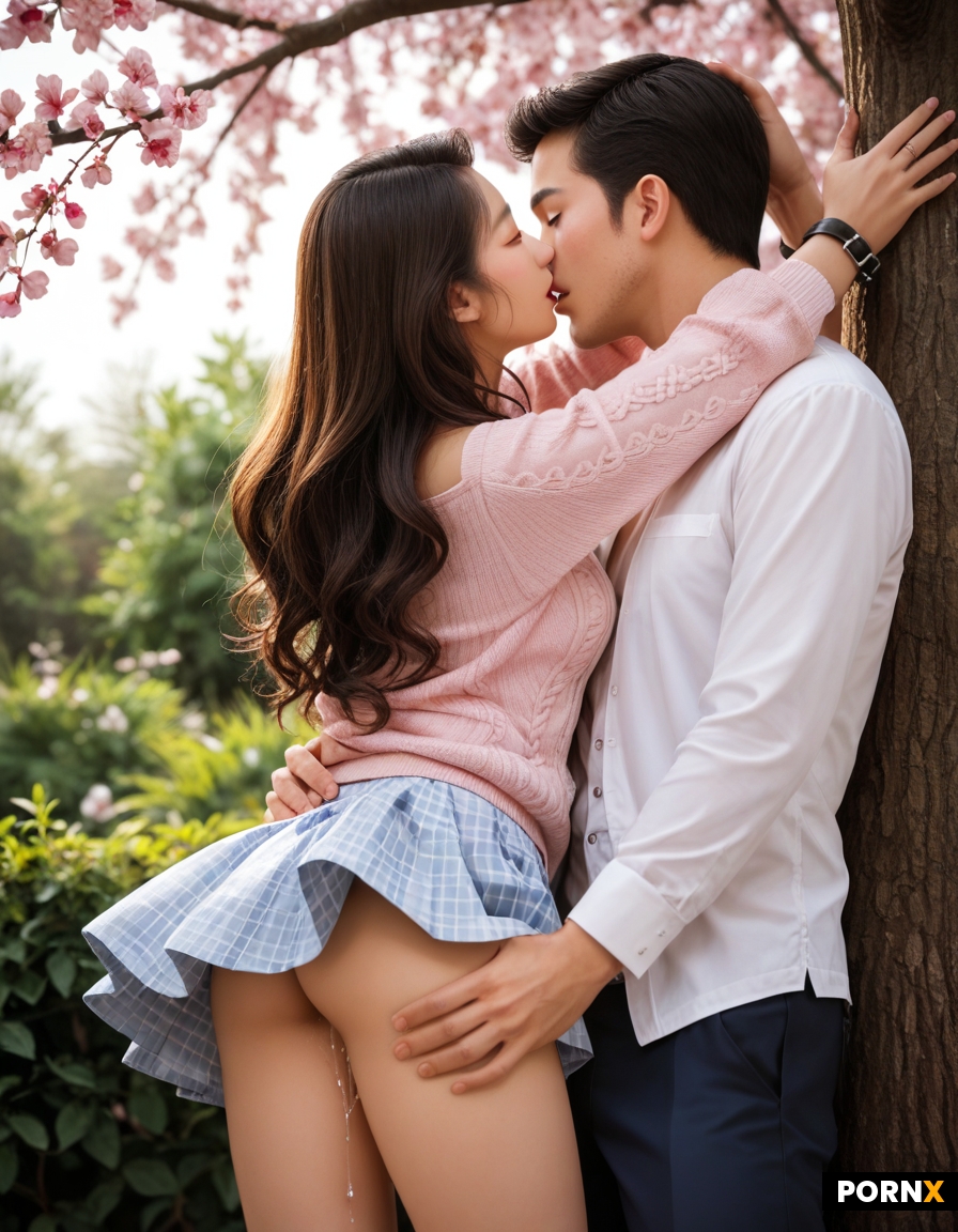 a man and a woman having standing sex