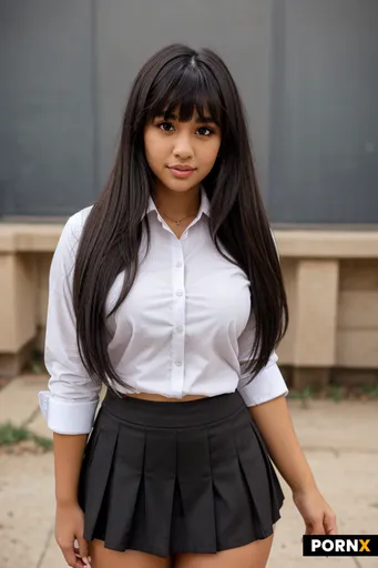 latina light brown skinblack hair with bangs