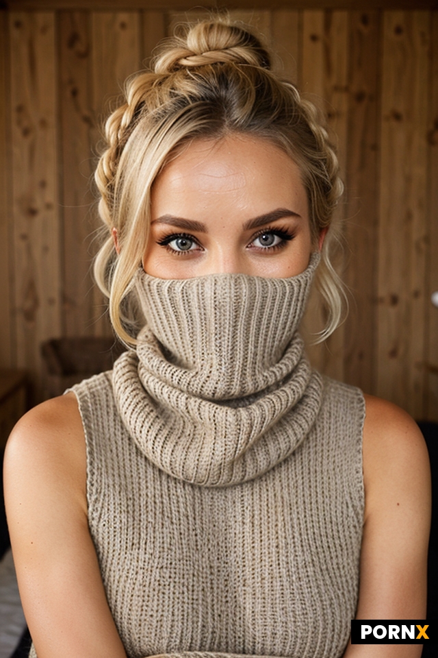 rough sleeveless oversized rib knit turtleneck sweater