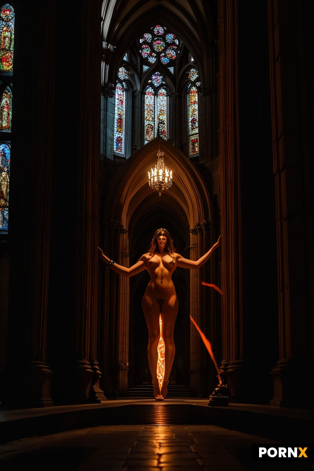 devils on floor of church having a sex orgy