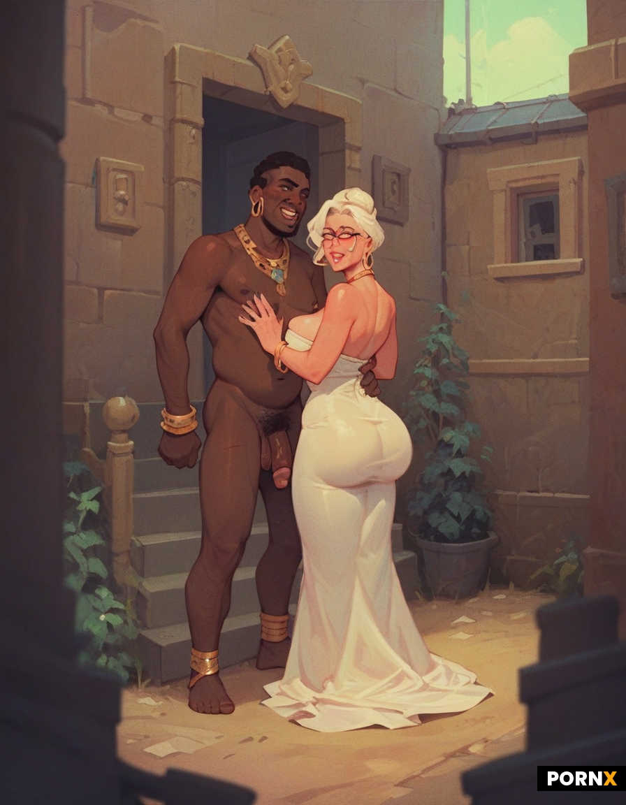 White woman with big boobs and naked getting fucked by an african man while her husband with a small