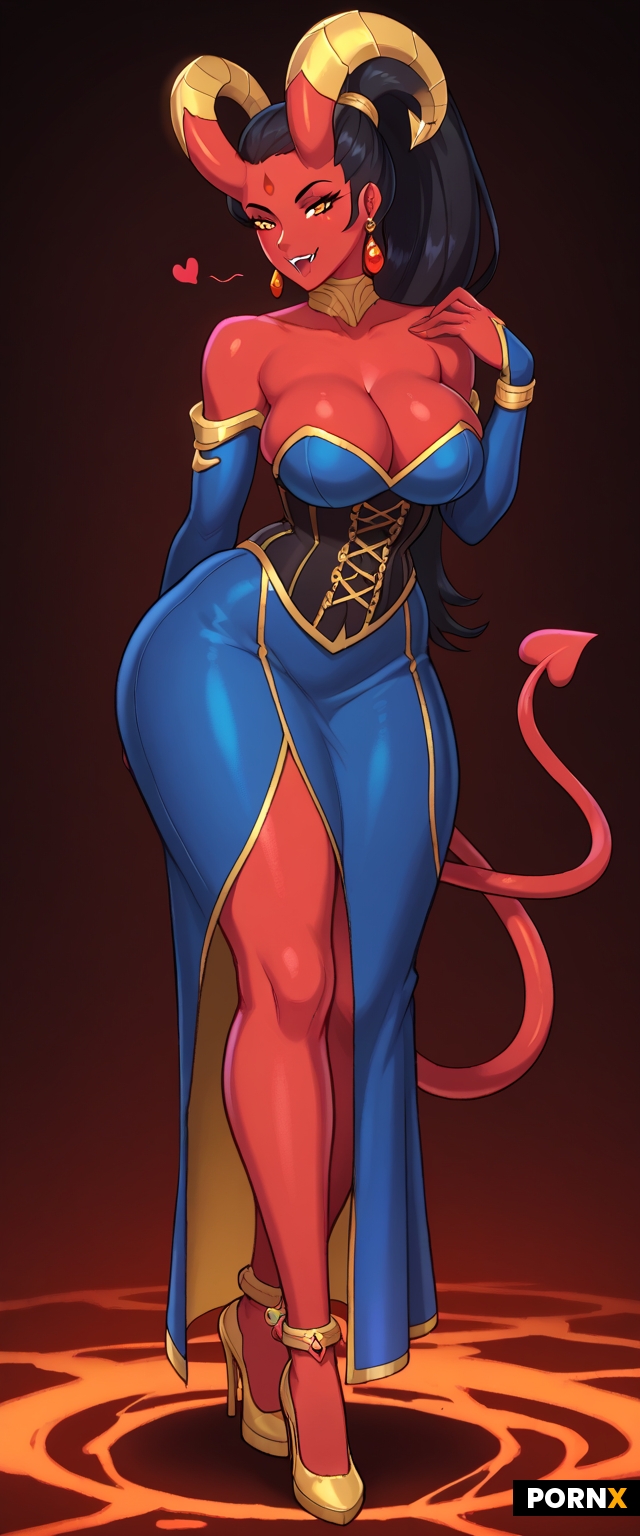 Red skinned demon woman