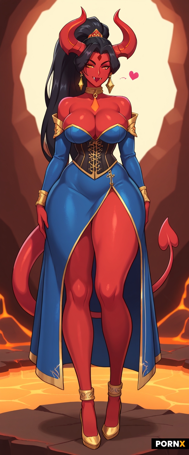 Red skinned demon woman