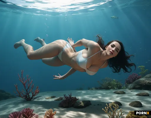 They are swimming gracefully underwater