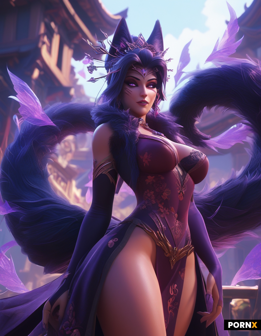 Mystical nine tailed fox woman