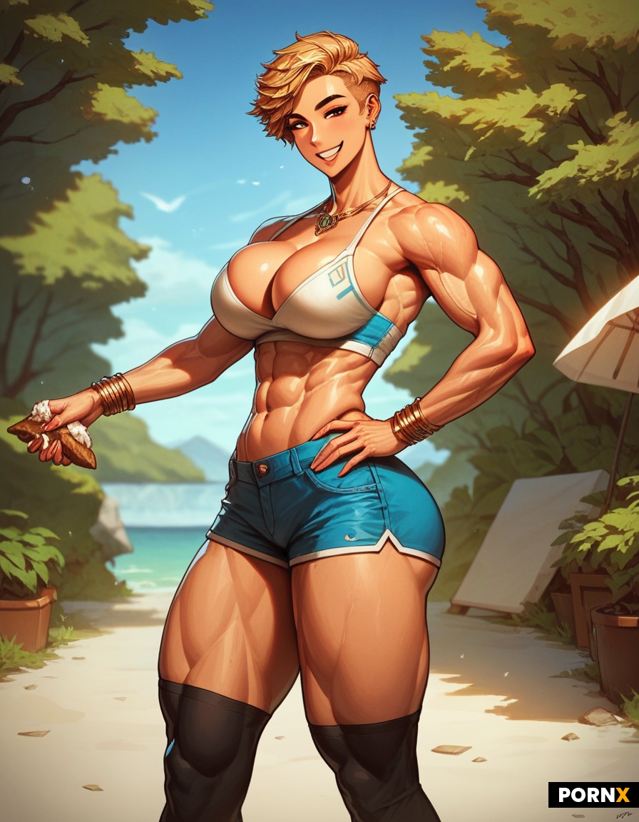 Voluptuous muscle broad female Amazon goddess