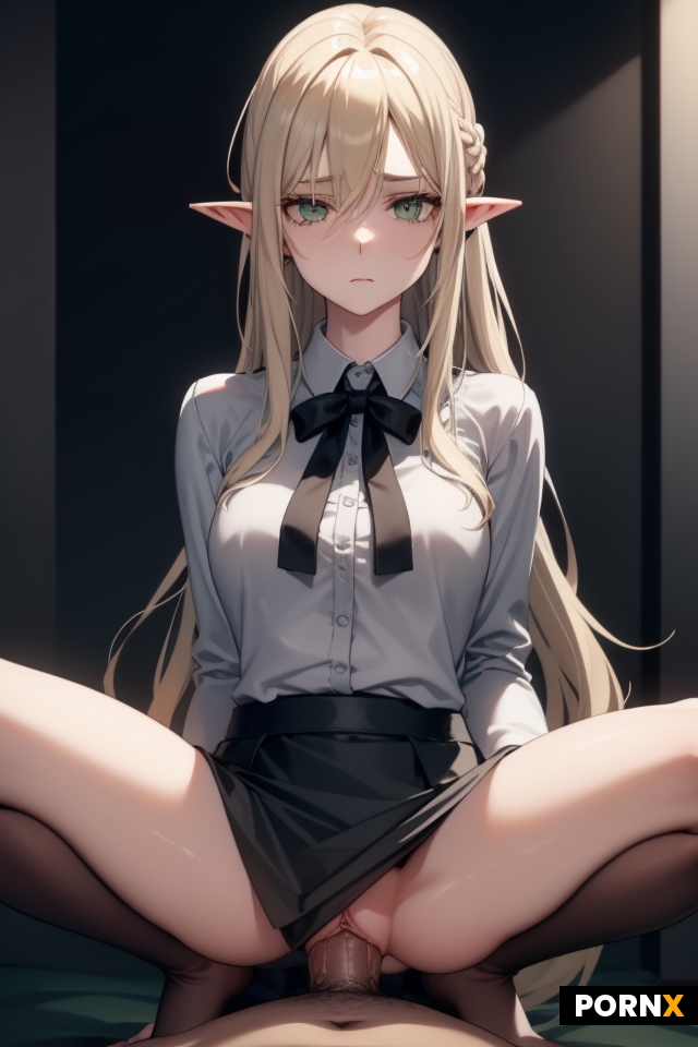 Tall slender elf  with elegant sharp face features