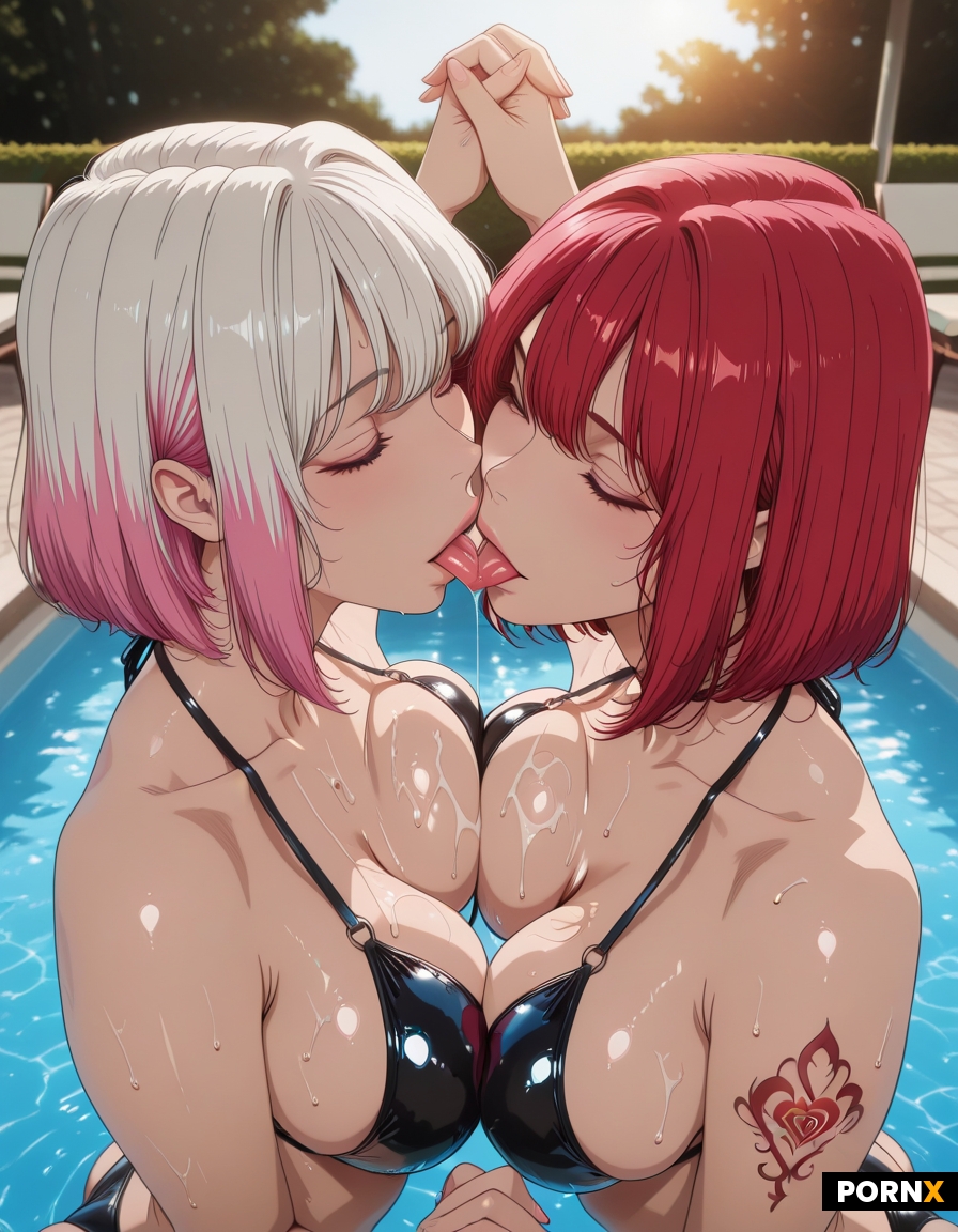 Two alternative-style women with striking neon-colored hair