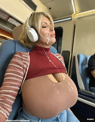 Blonde Woman with tight Red top