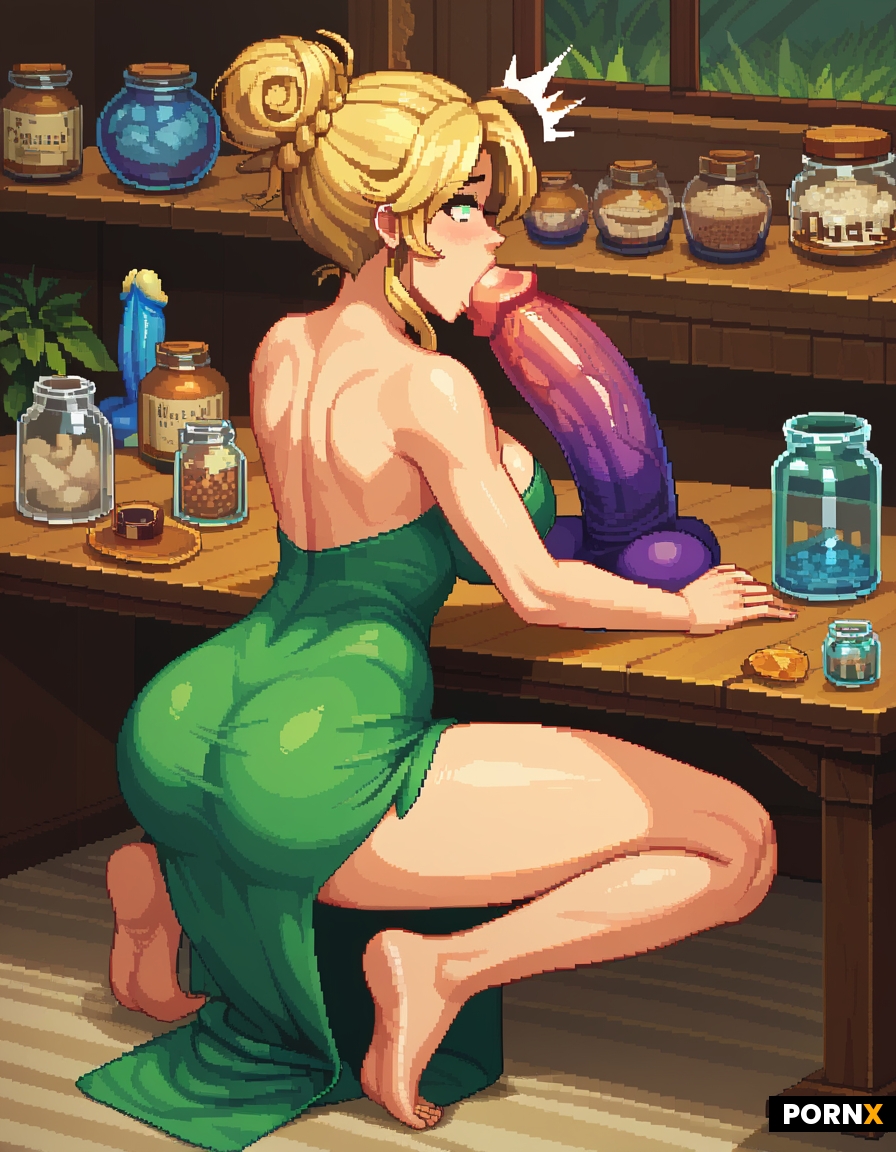 A woman 21 years old and a giant 9 feet tall dildo are both inside a glass jar