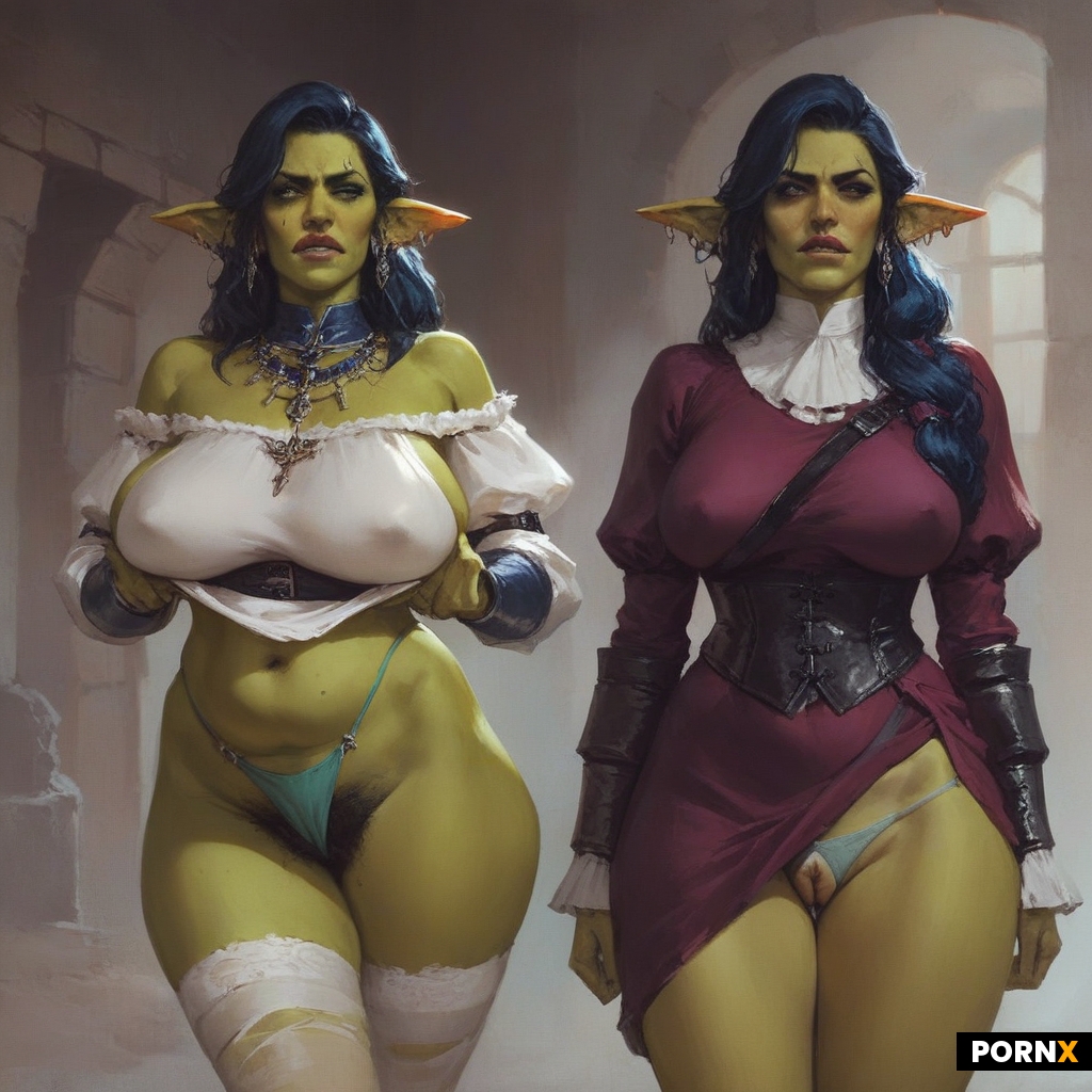 Nervous helpless Goblin woman BIG NOSE who is slim excluding her breasts and ass