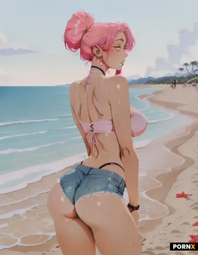 Girl with pink hair and big tits