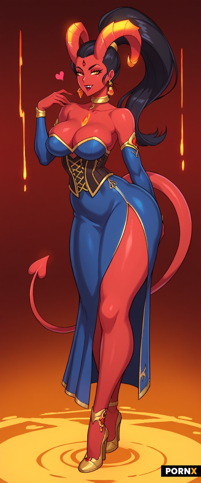 Red skinned demon woman