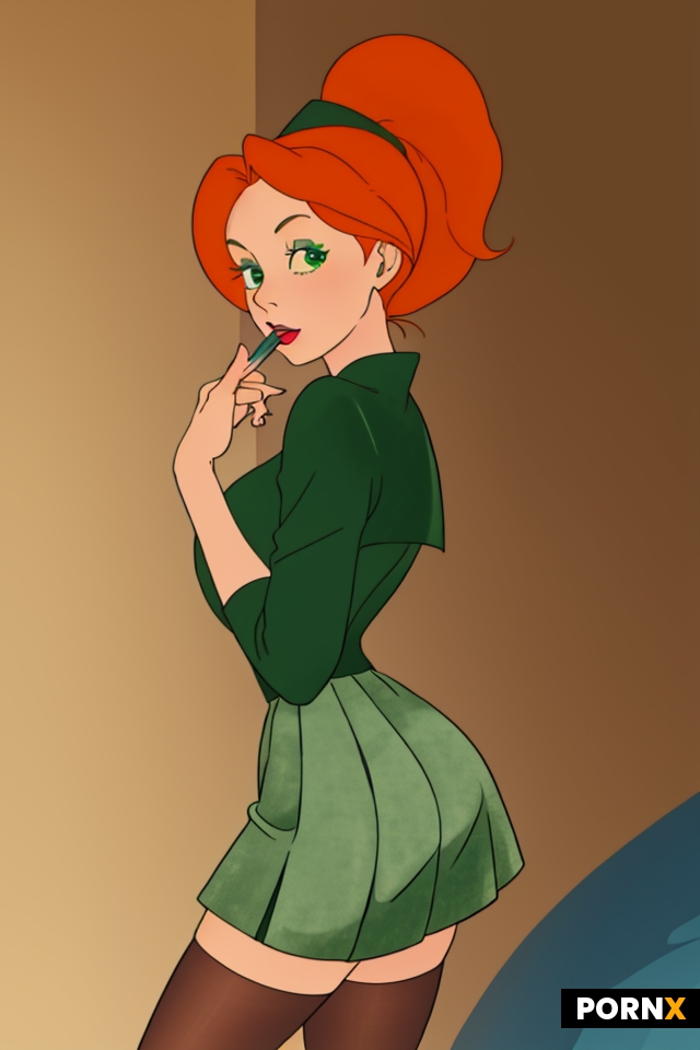 1950's Green Velvet Miniskirt and Blue blouse with stocking