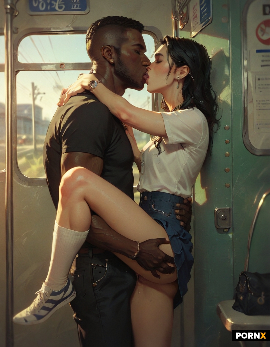 Interracial sex with one black male and one Japanese female flat chest and cute face