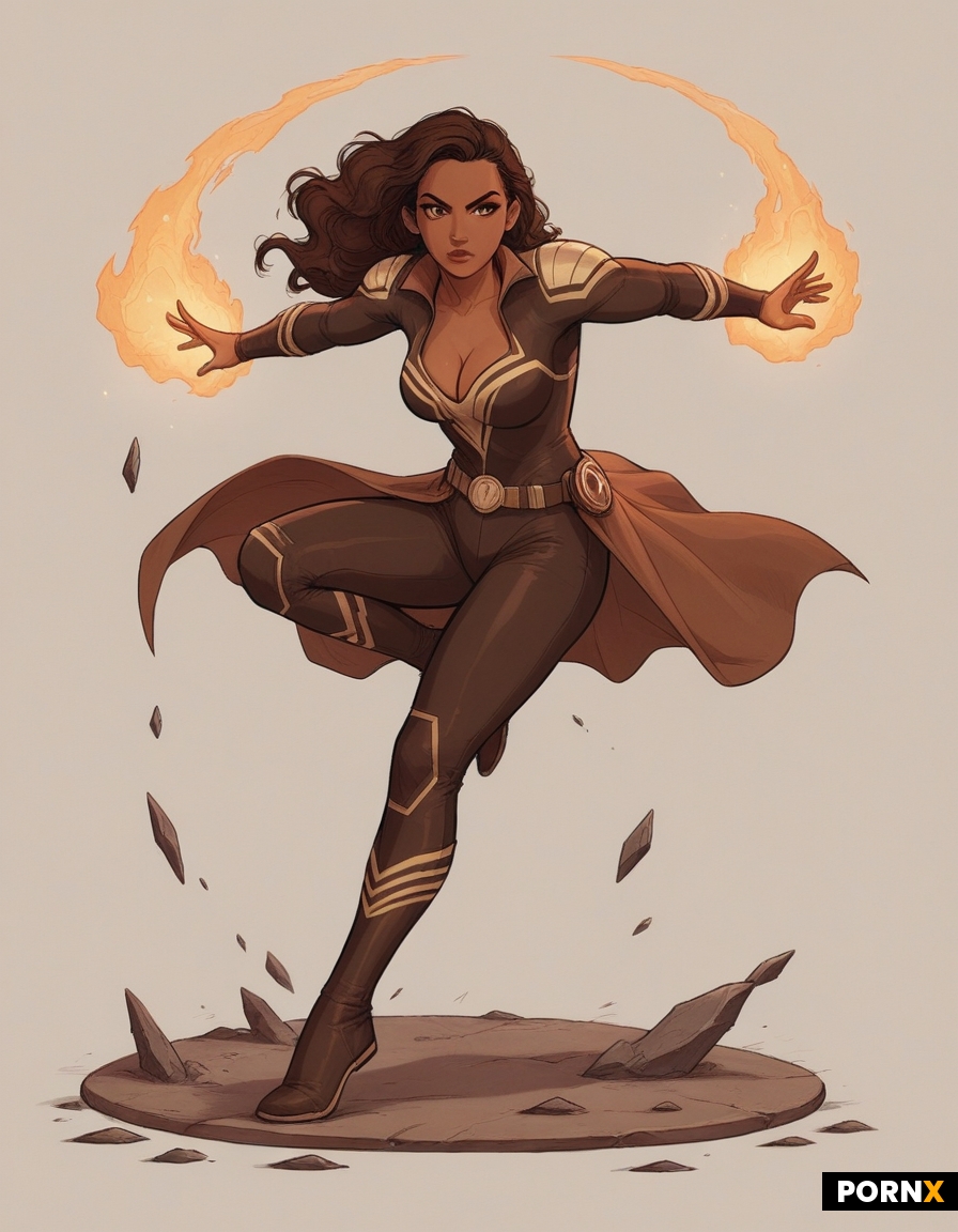 a female superhero with earth powers