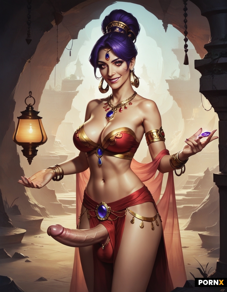 beautiful and gorgeous futanari genie from the thousand and one nights
