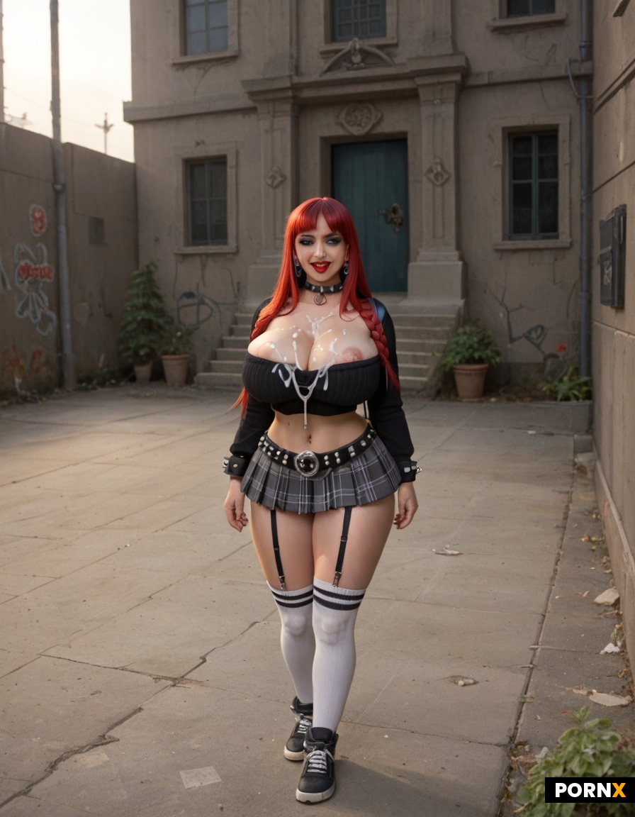 Scandalous 20yo cute busty redhead Goth