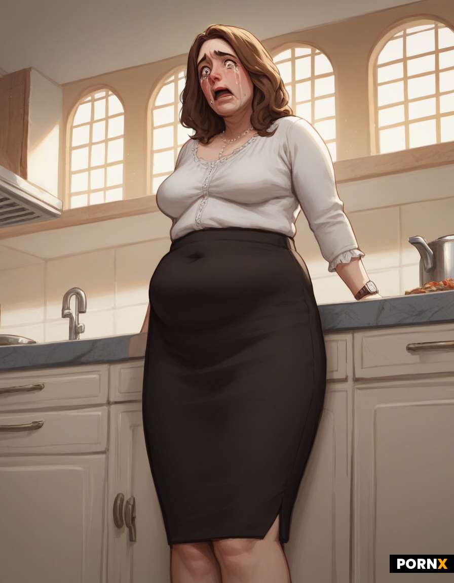 Married frumpy-mom in 80's in the kitchen